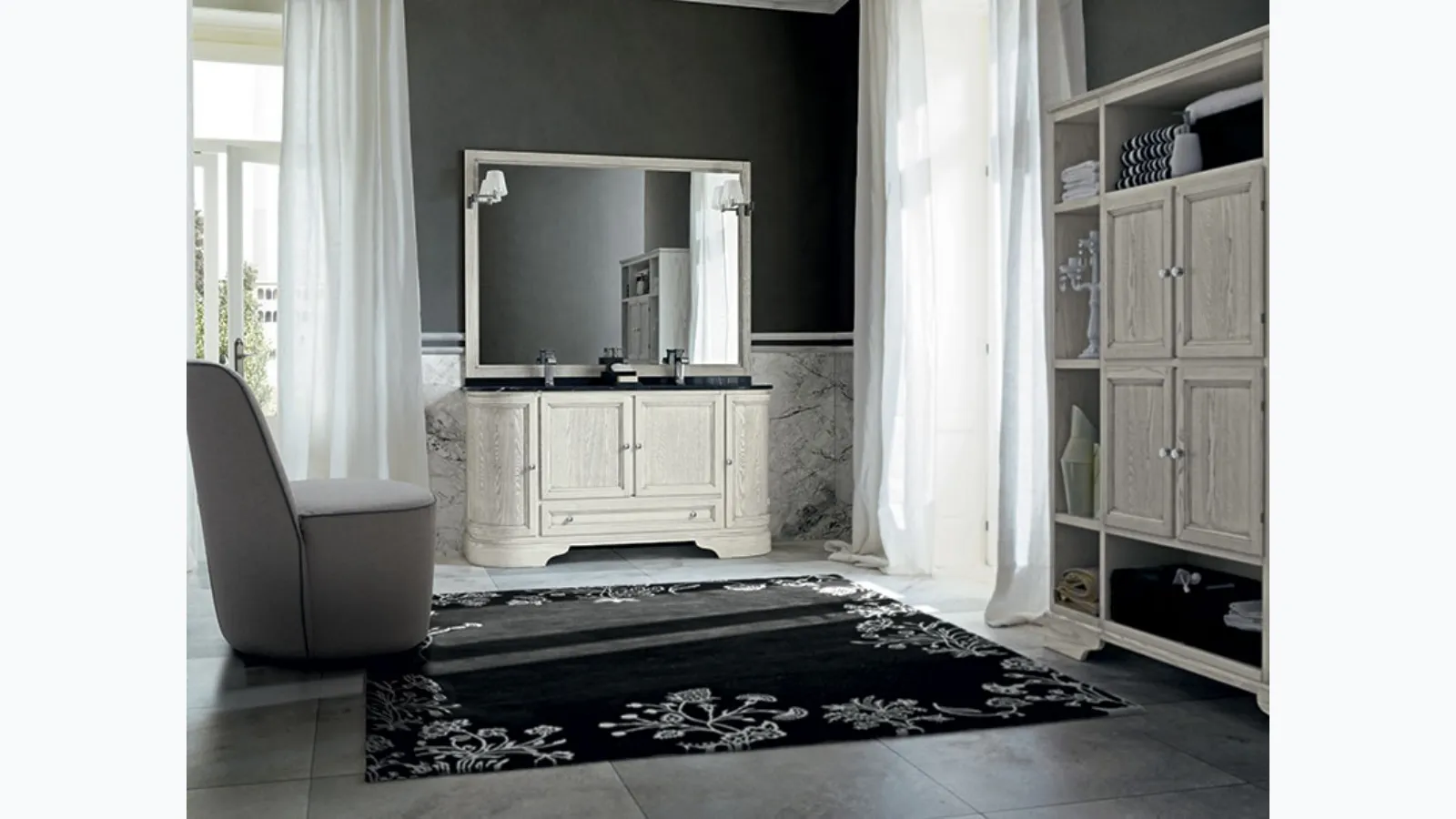 Paestum 02 Bathroom Cabinet in lacquered ash by Cerasa.