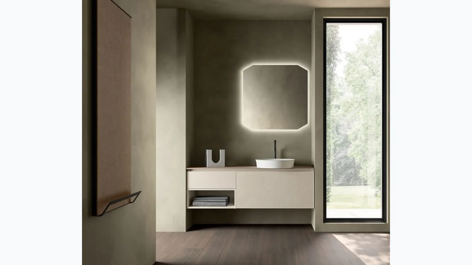 Wall-mounted bathroom vanity Segno 02 by Cerasa