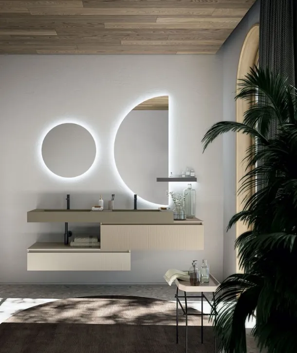 Suspended bathroom cabinet Segno 04 by Cerasa.