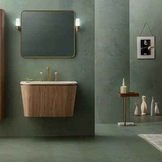 Suspended Bathroom Vanity Suede 02 in Canaletto Walnut by Cerasa