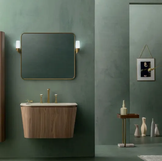 Suspended Bathroom Vanity Suede 02 in Canaletto Walnut by Cerasa