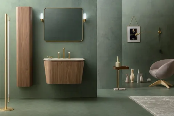 Suspended Bathroom Vanity Suede 02 in Canaletto Walnut by Cerasa