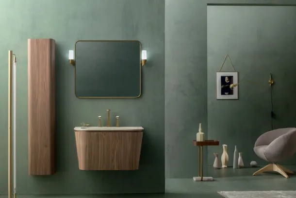 Suspended Bathroom Vanity Suede 02 in Canaletto Walnut by Cerasa