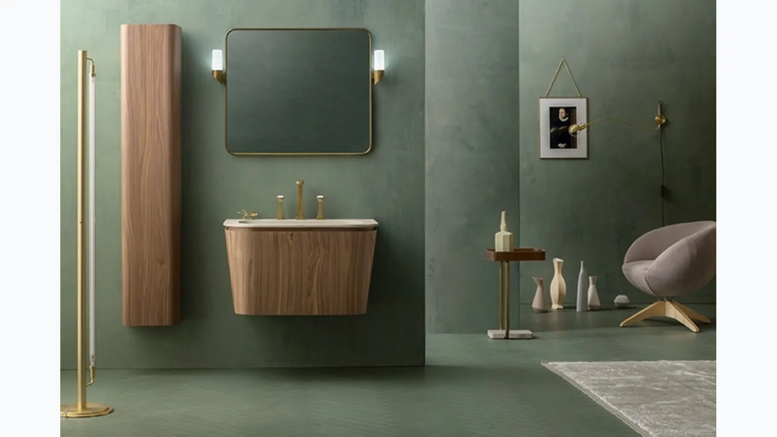 Suspended Bathroom Vanity Suede 02 in Canaletto Walnut by Cerasa