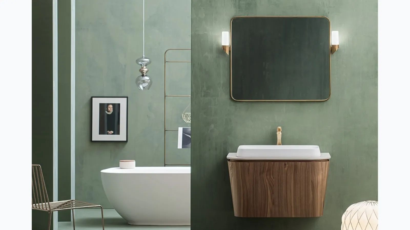 Suspended bathroom cabinet Suede 02 in Canaletto Walnut by Cerasa.
