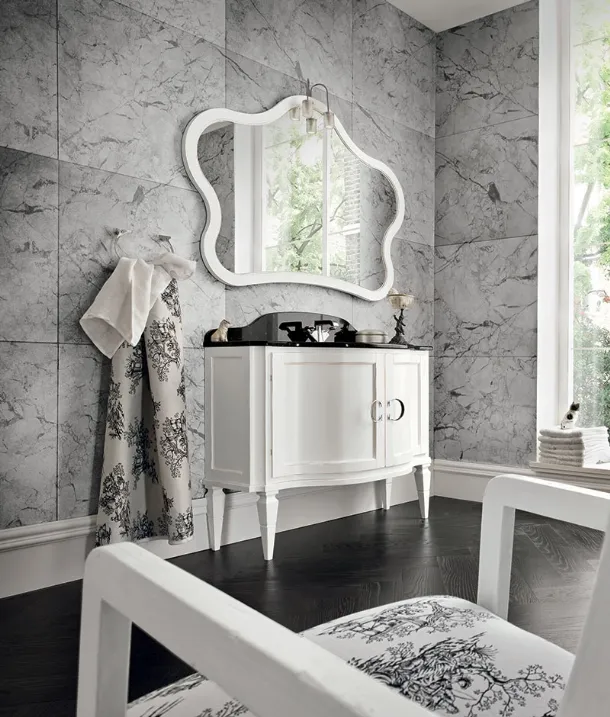 Bathroom Vanity Unit York 04 in Worn White Lacquer by Cerasa