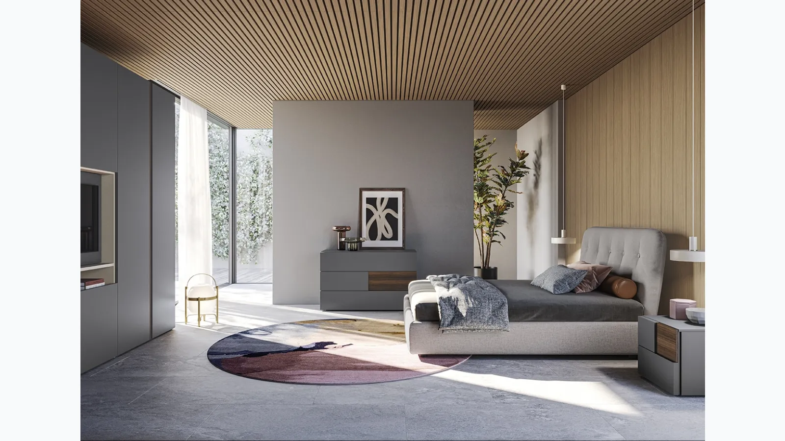 Adagio bed in upholstered fabric by Colombini Casa.