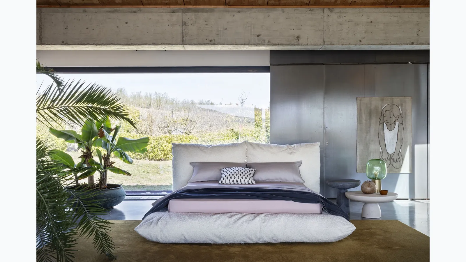 Upholstered fabric bed Alba by Mogg