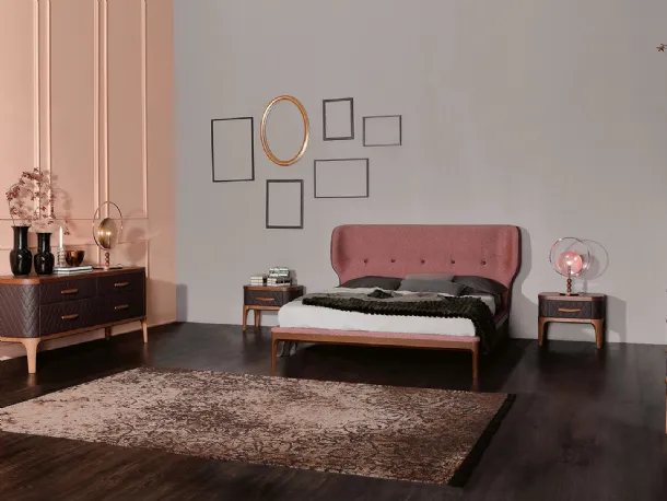 Fabric bed with Ambra headboard by Tonin Casa
