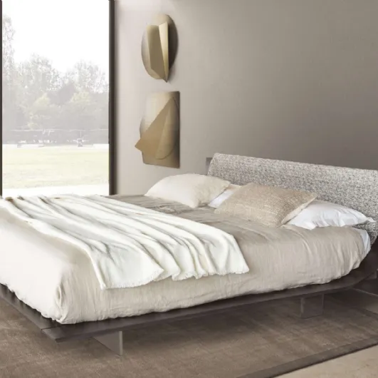 Dark Oak essence upholstered Aqua Bed by Presotto.