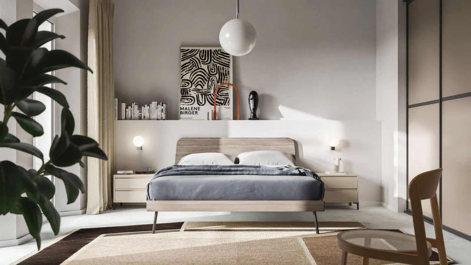 Double bed with Arca headboard by Orme