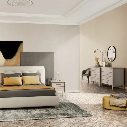 Arcadia Bed Adagio upholstered in fabric by Colombini Casa.
