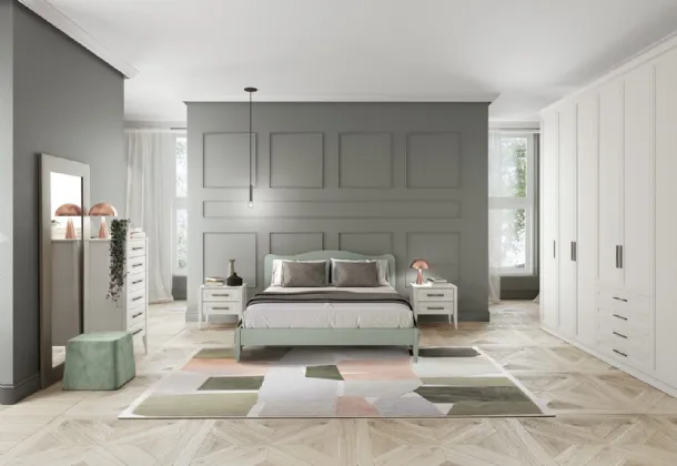 Bed with Arcadia Gabry headboard by Colombini Casa.
