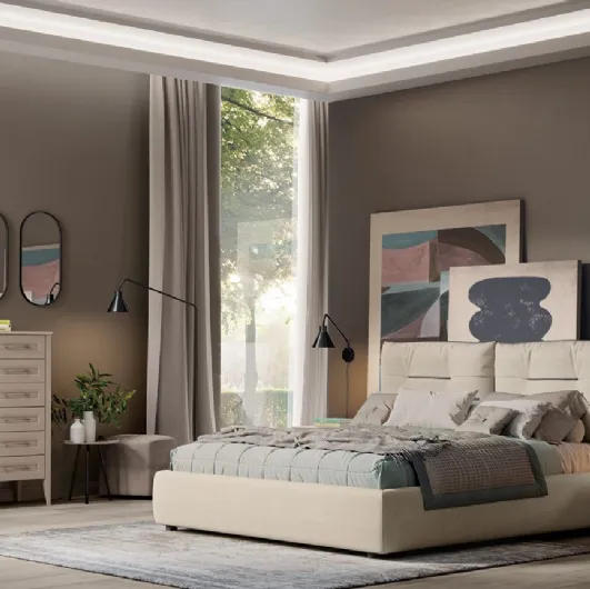 Arcadia Kiss fabric upholstered bed by Colombini Casa.