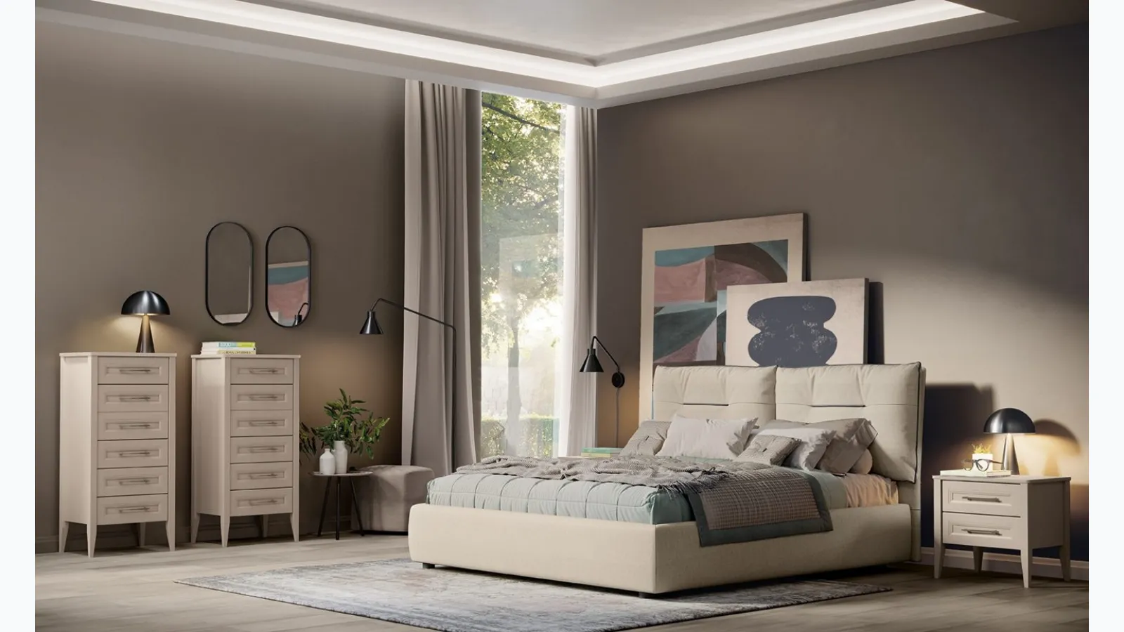 Arcadia Kiss fabric upholstered bed by Colombini Casa.