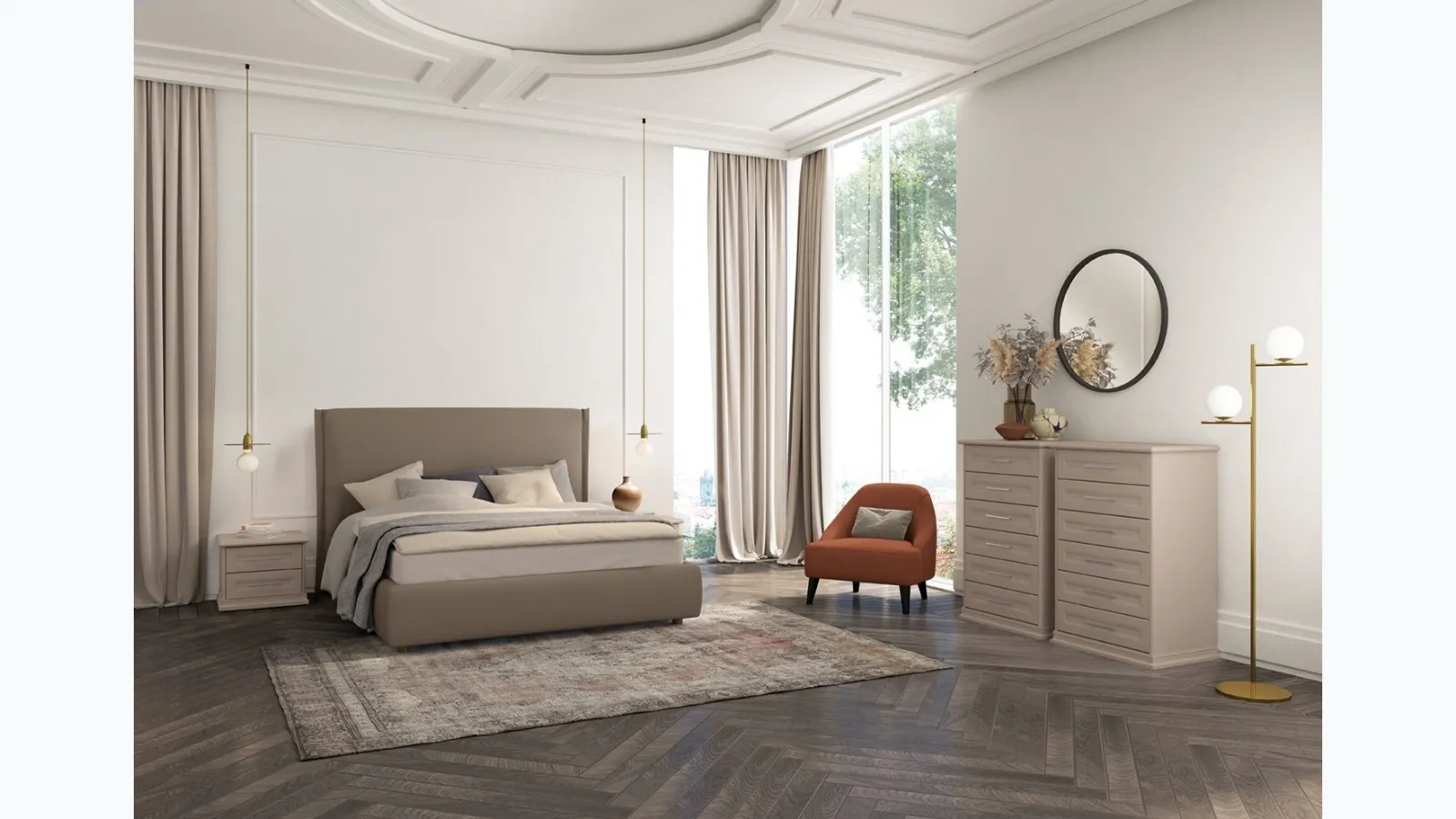 Upholstered fabric bed Arcadia Norma by Colombini Casa.