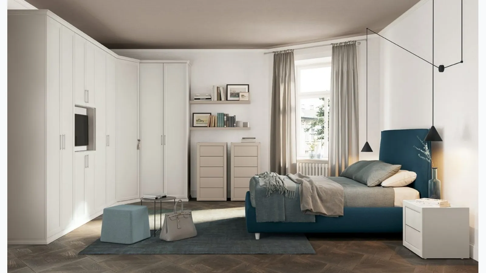 Upholstered fabric bed Arcadia Norma by Colombini Casa.
