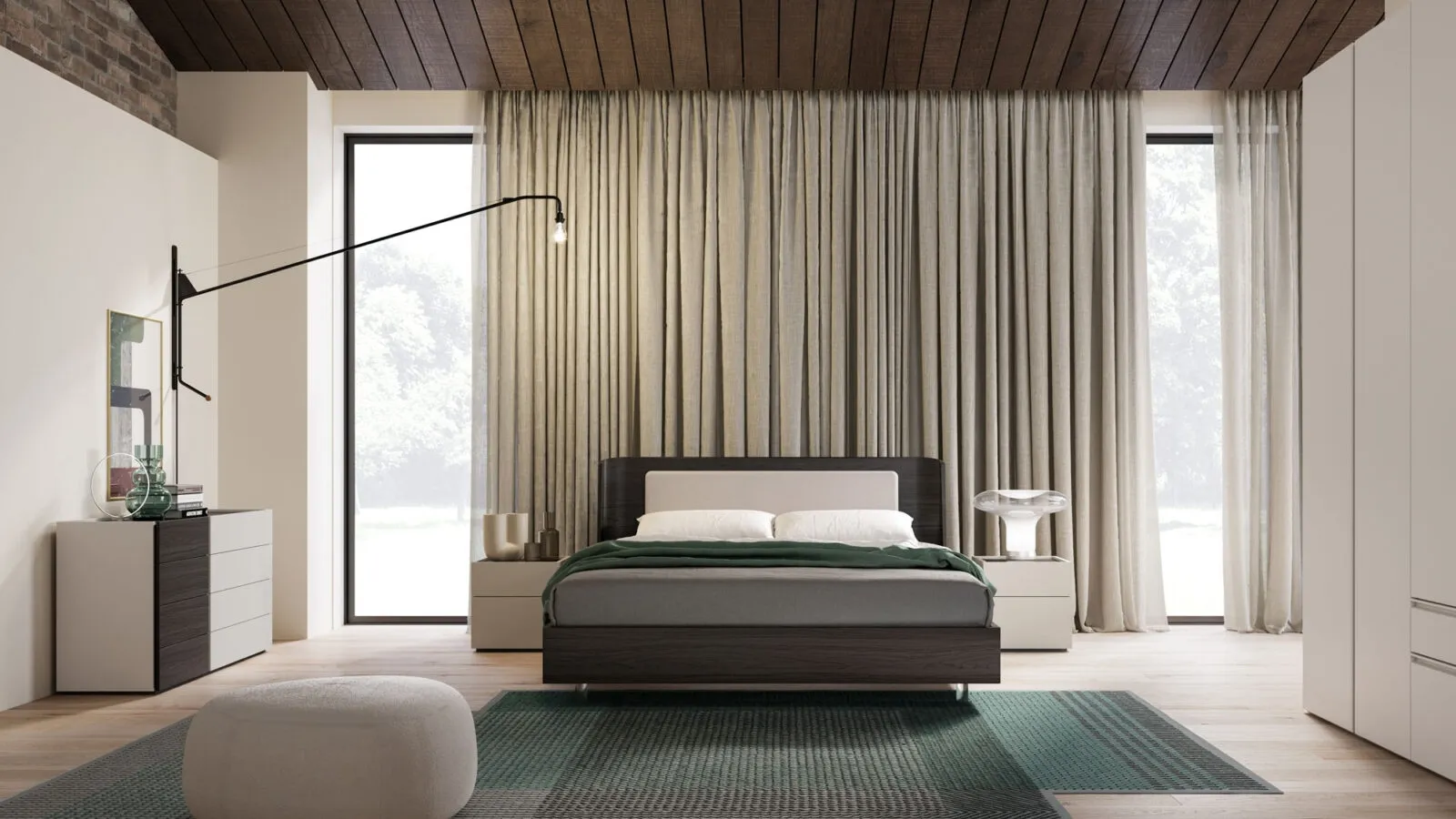 Aura Night 11 bed in Carbon material with padded Orme panel.