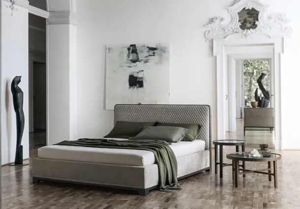 Fabric bed with padded headboard Bali by Alivar.