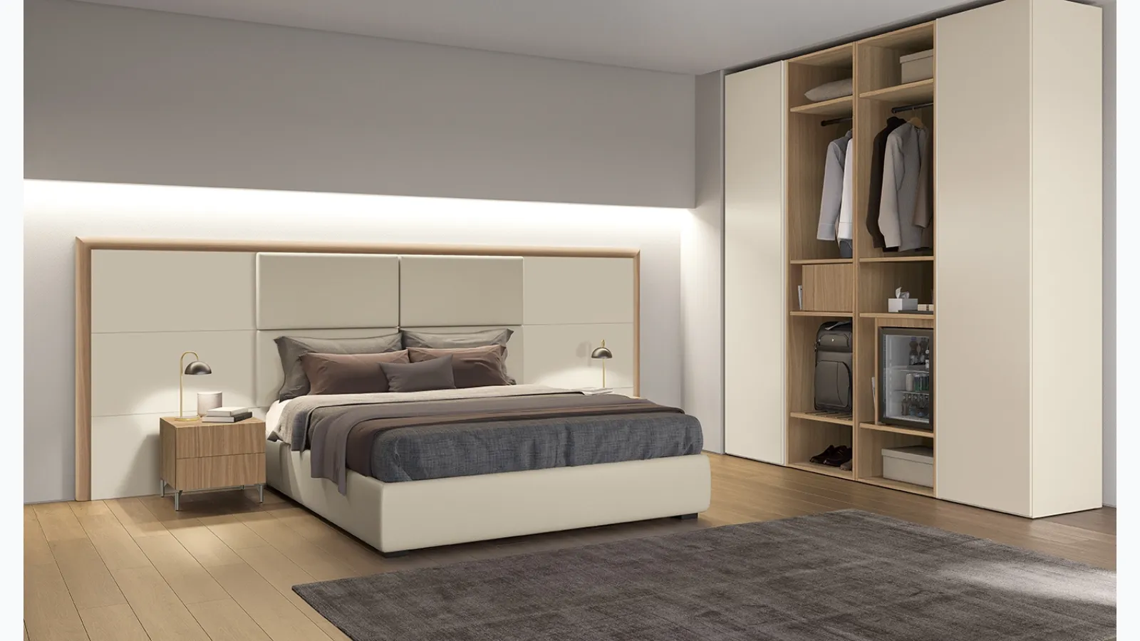 Basic faux leather bed by Colombini Casa