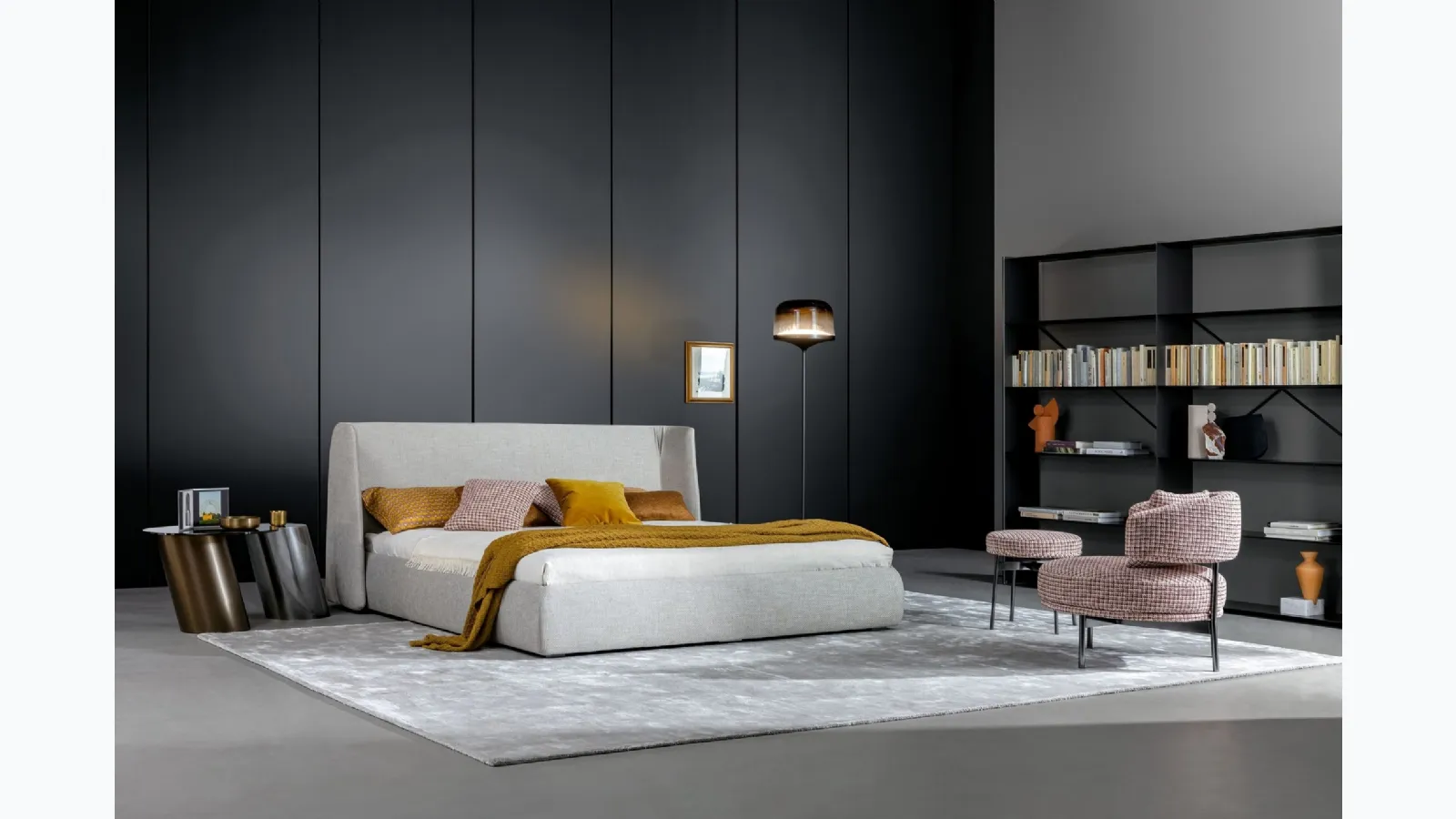 Bed with headboard and storage box 