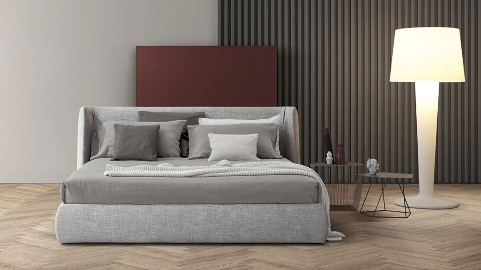 Bed with headboard and storage box Basket by Bonaldo
