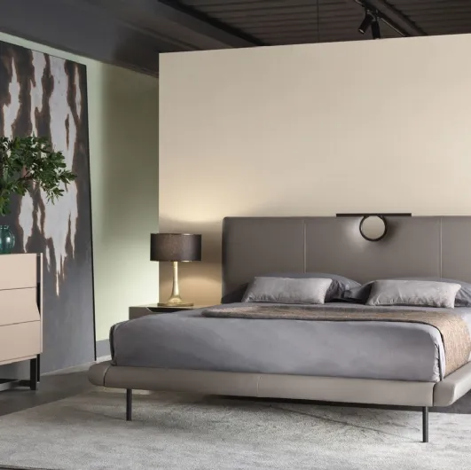 Leather bed with Bay 2 headboard by Cantori.