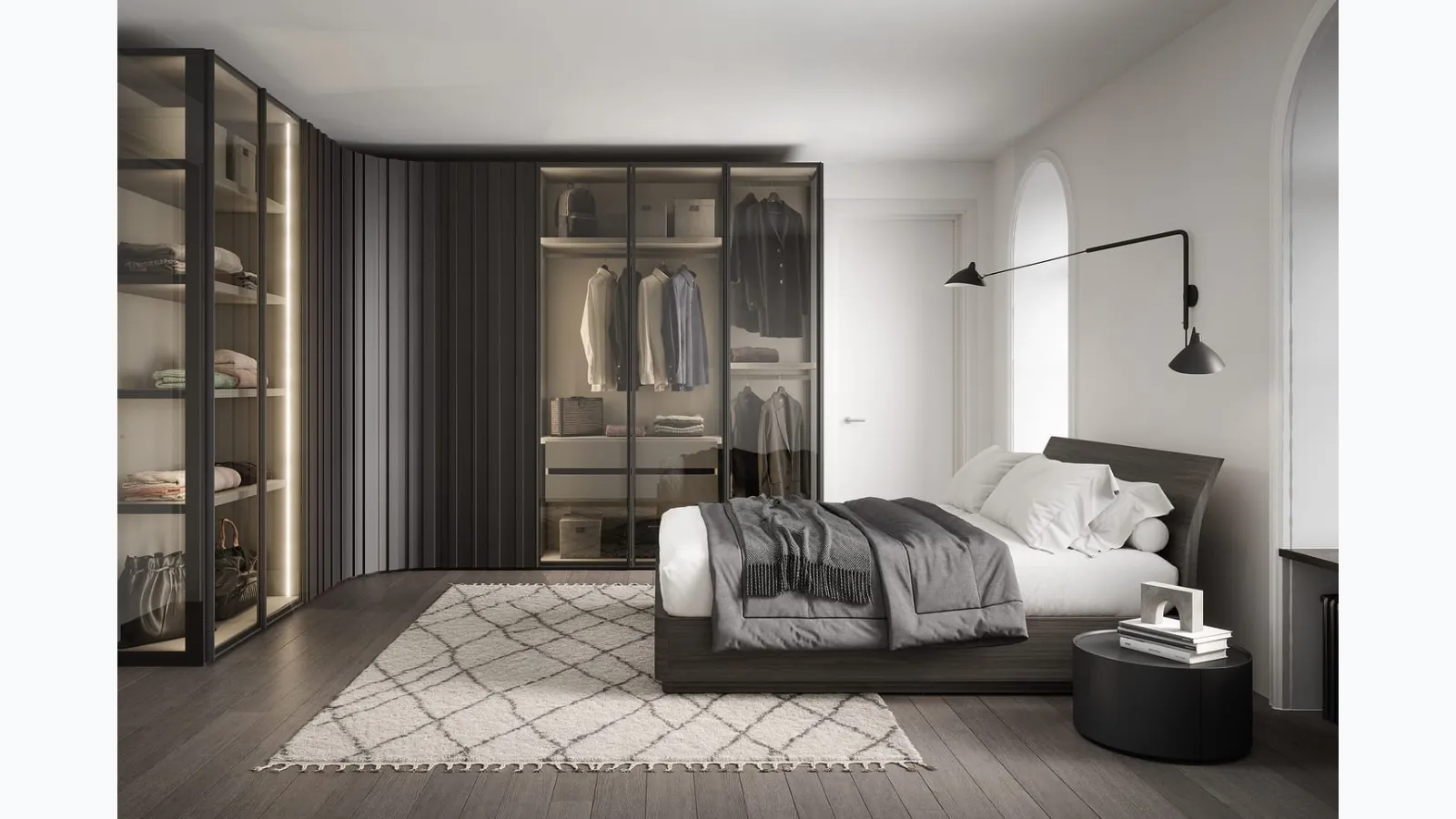Bend bed with storage container by Novamobili
