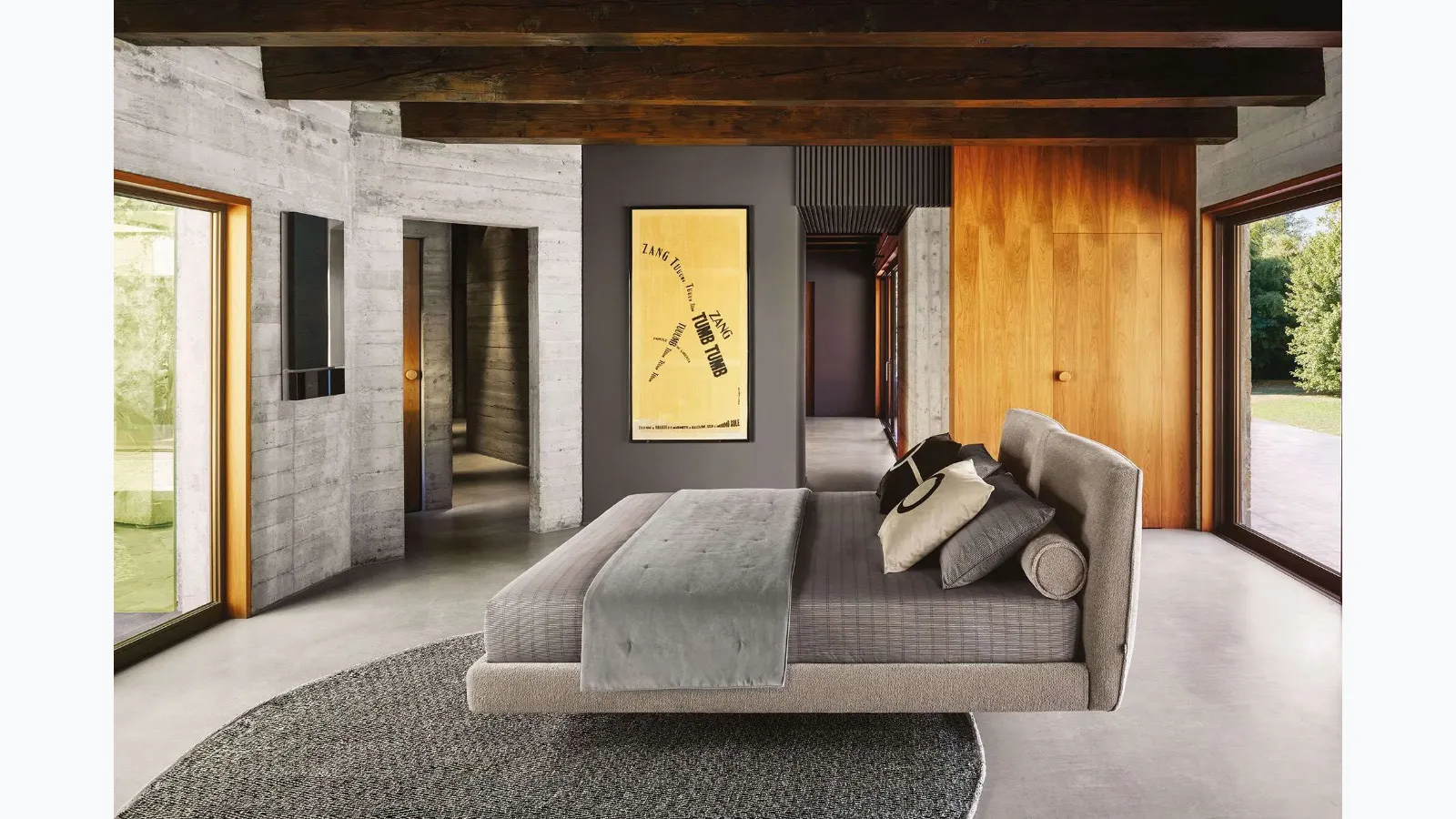 Fabric bed with Book headboard by Twils.