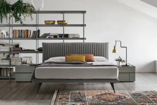 Tomasella's Bravo Plus upholstered and quilted fabric headboard bed.