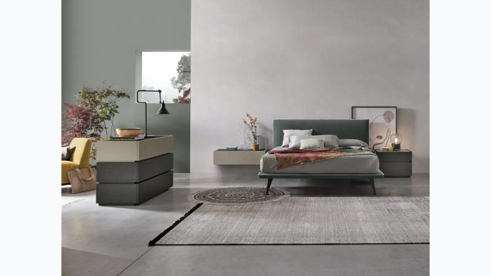 Bravo Bed with Tomasella fabric headboard