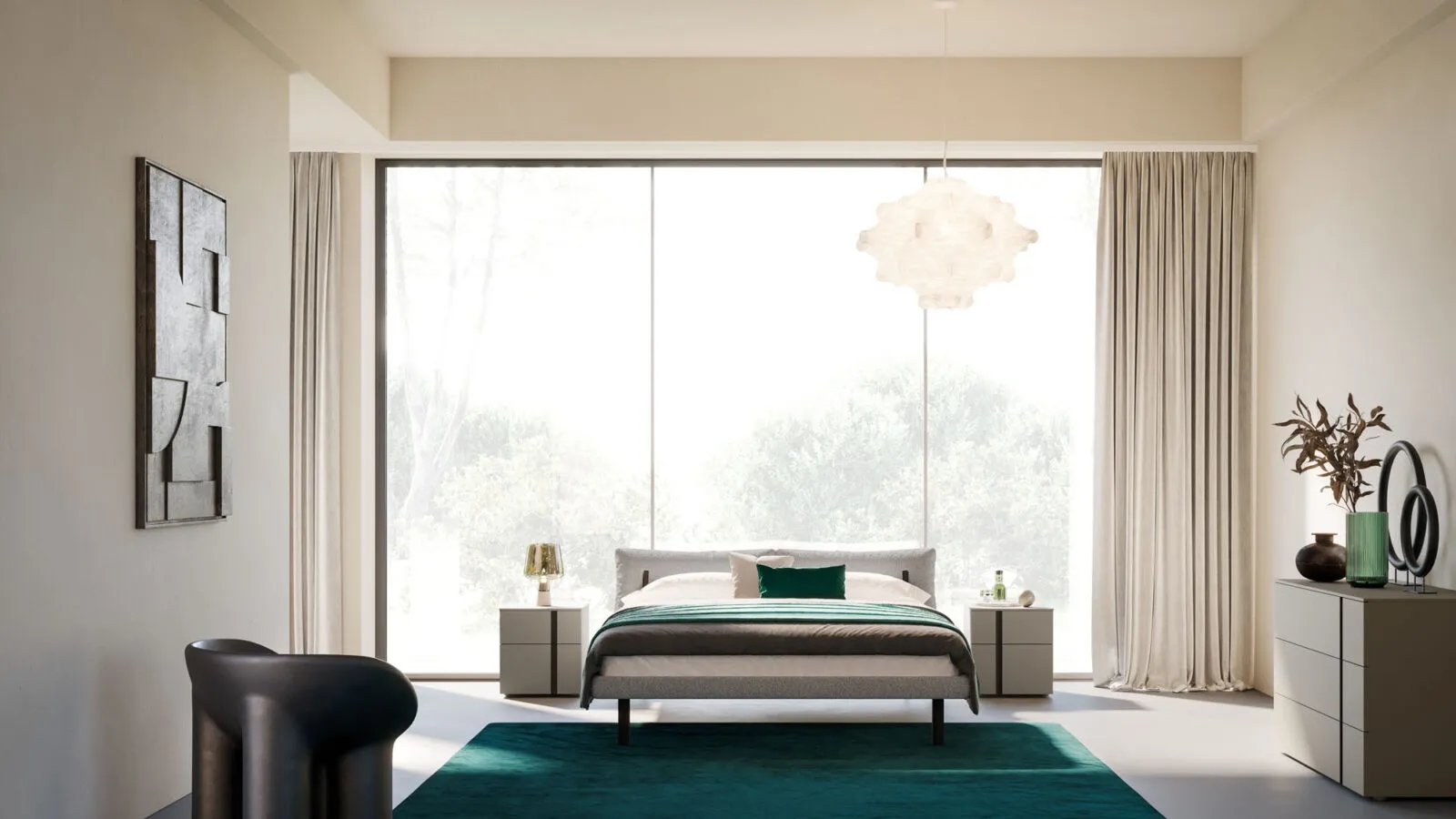 Brigitta upholstered bed in Night 24 fabric by Orme.