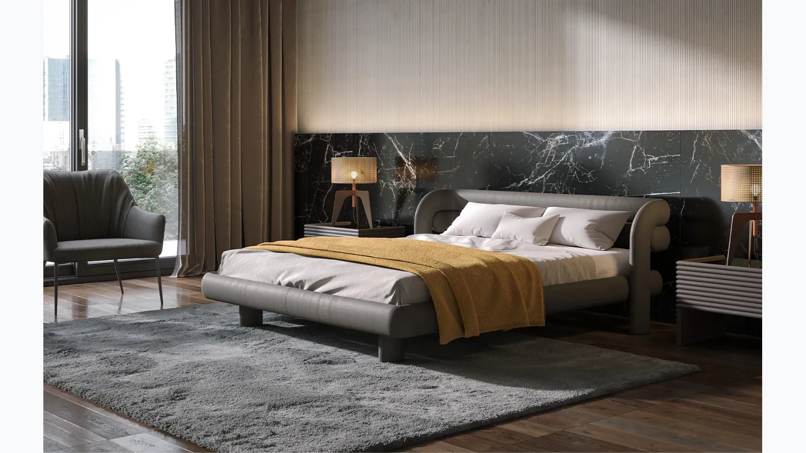 Bull leather bed by Tonin Casa.