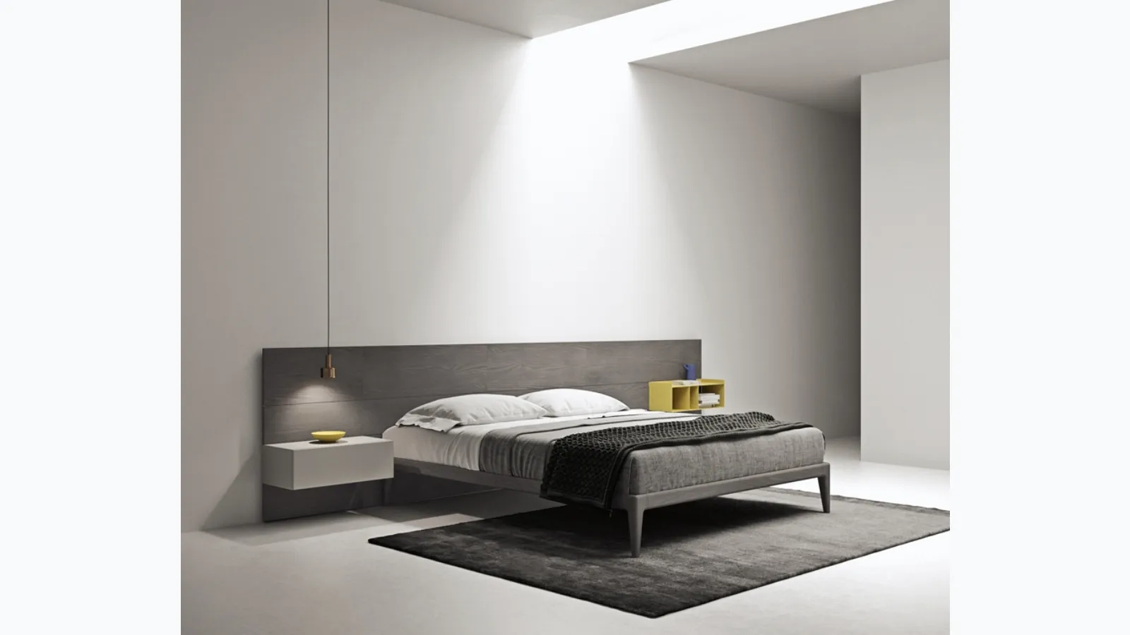 Wooden bed with bun sommier by Kristalia.
