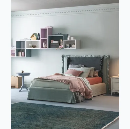Fabric single bed with a queen-size headboard Calipso by Callesella.