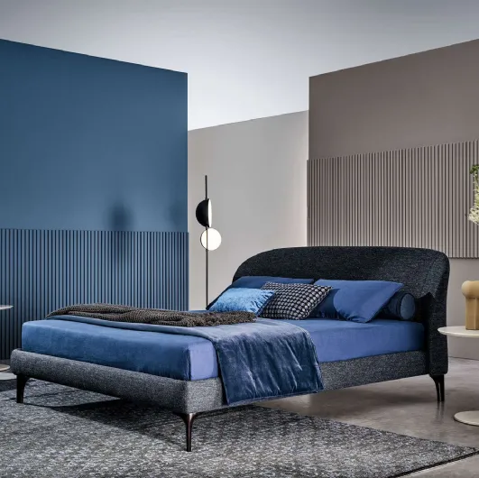 Fabric bed with Carnaby headboard by Twils.