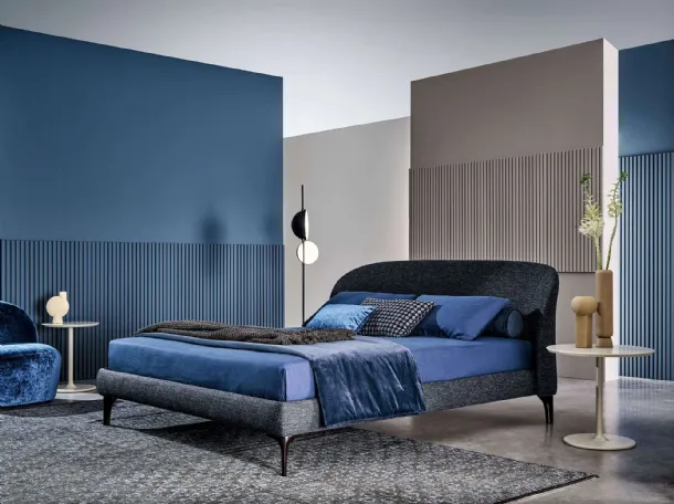 Fabric bed with Carnaby headboard by Twils.