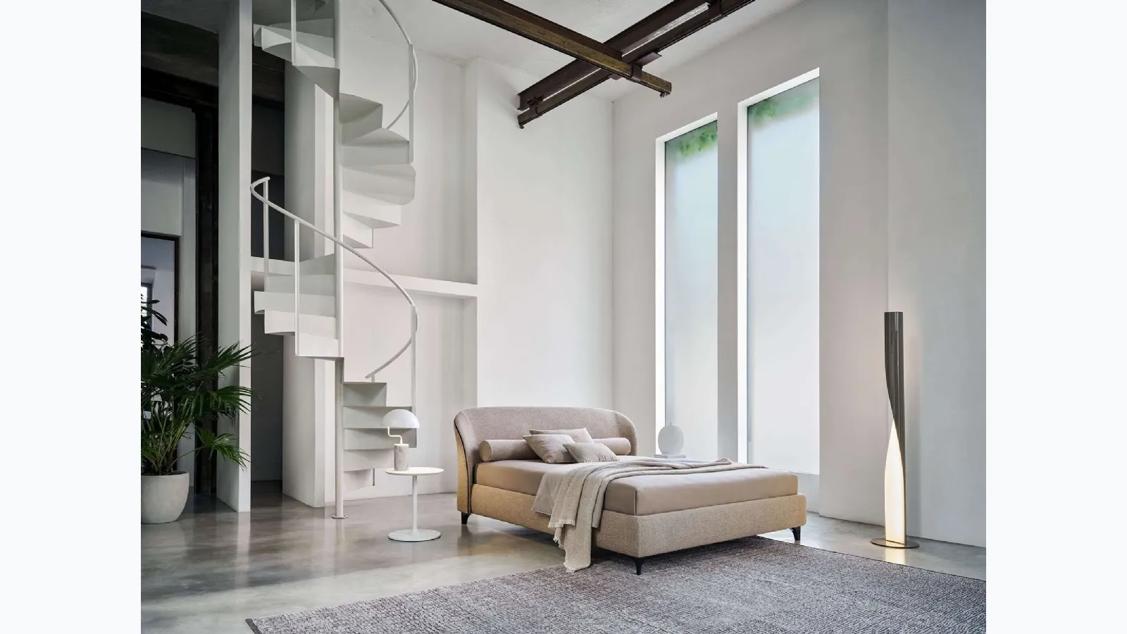 Fabric bed with Carnaby headboard by Twils.