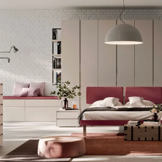 Bed with Cecilia fabric headboard by Orme