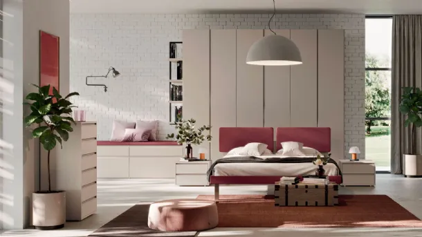 Bed with Cecilia fabric headboard by Orme