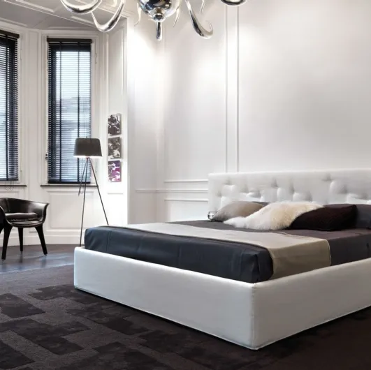 Fabric bed with large headboard Chance by Desirèe