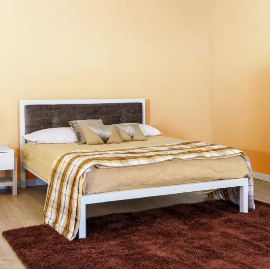 Double wooden bed with padded headboard Cobalto by Callesella