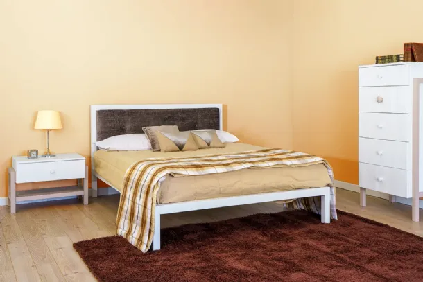 Double wooden bed with padded headboard Cobalto by Callesella