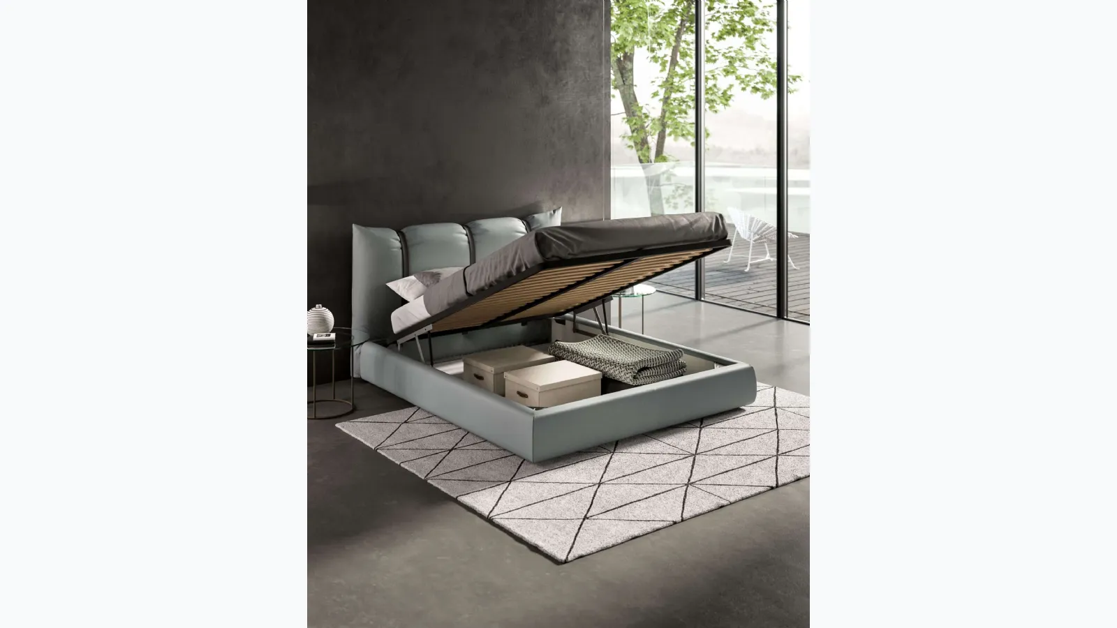 Bed with storage box Confit by Ozzio