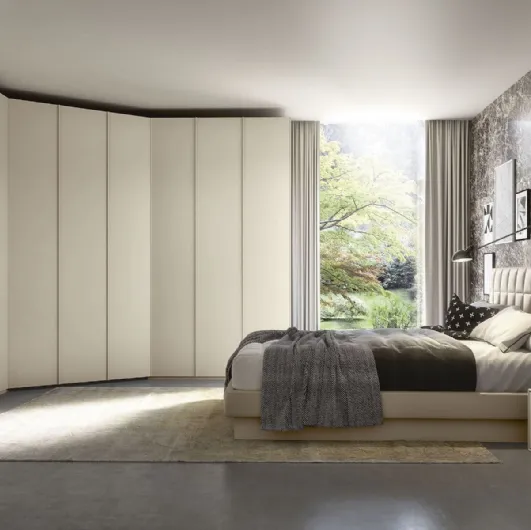 Leather upholstered bed with quilted headboard Cross Max from S75.