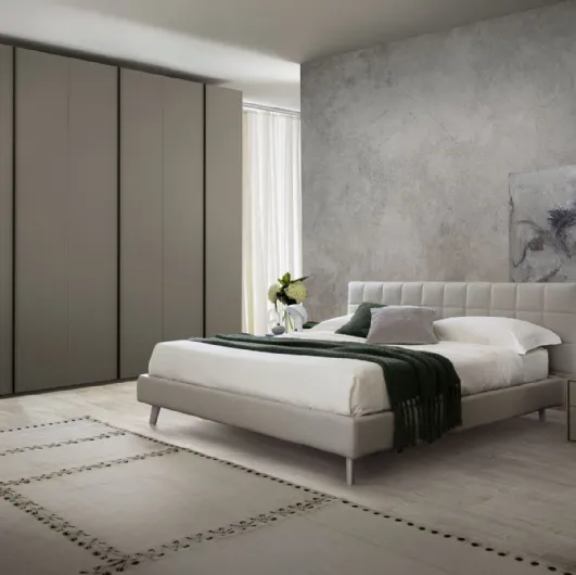 Bed with upholstered and quilted leather headboard Cross by S75