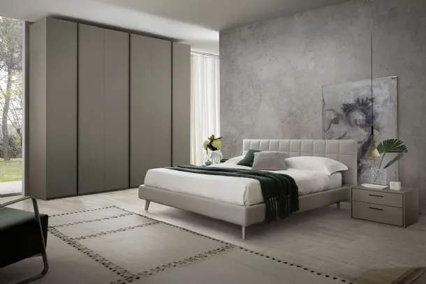 Bed with upholstered and quilted leather headboard Cross by S75