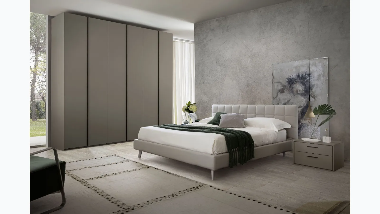Bed with upholstered and quilted leather headboard Cross by S75