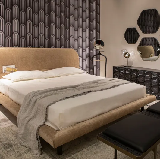 Velvet bed with Dan headboard by Tonin Casa