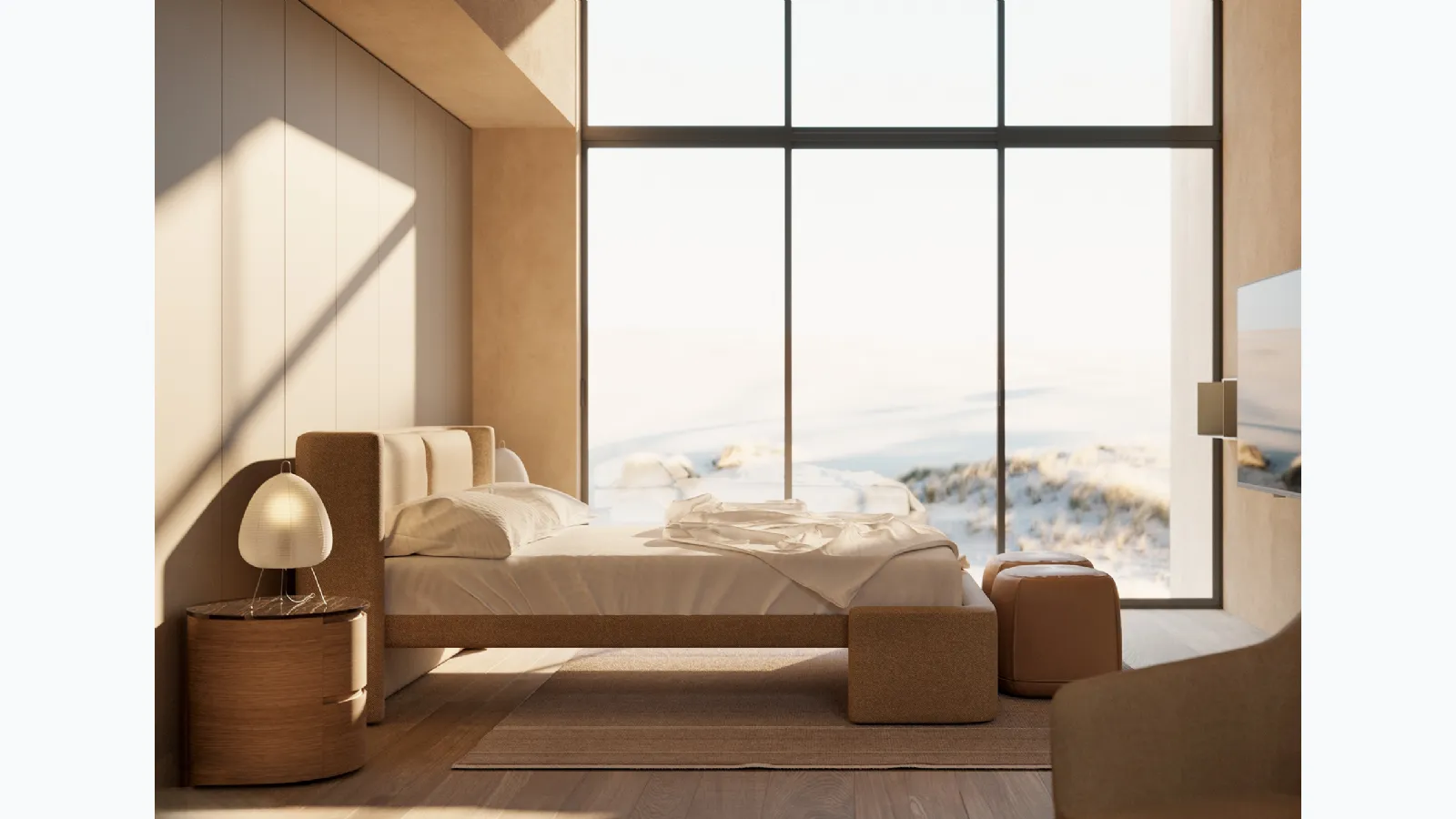 Padded bed Dimora by Kristalia